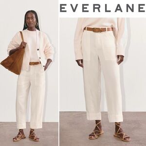 NWT EVERLANE THE UTILITY PANT IN BUTTERSOFT Plus Size 16 Bone Barrel Leg